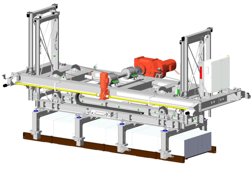 Geautomatiseerde bovenloopkraan als voorbeeld van machine op maat ontworpen door Twin-Tech engineering